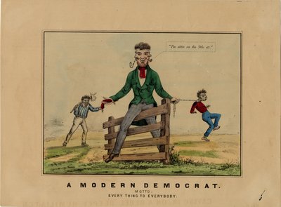 現代の民主党員：モットー：すべての人にすべて、石に署名：HAP、アイオワ州ドゥビュークで発行、1860年頃 作： American School