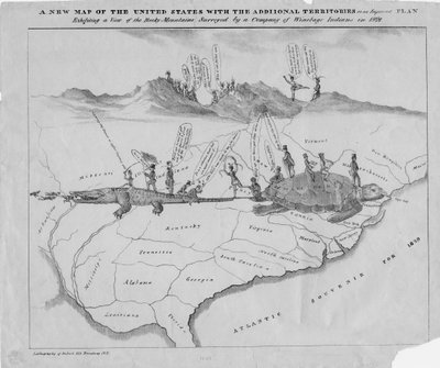 改善された計画に関する追加の領域を含む米国の新しい地図、c.1828 作： American School