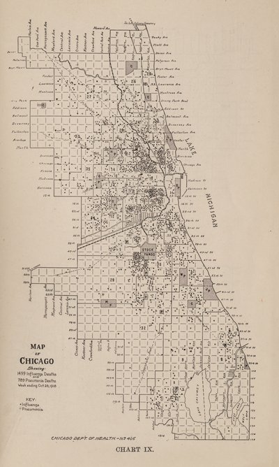 1918年秋にシカゴ市で発生したインフルエンザの流行についての報告 作： American School