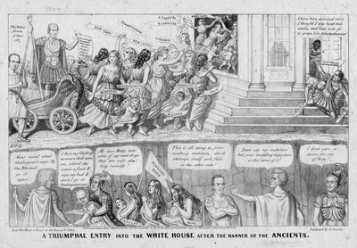1844年にニューヨークのドネリーによって発行された、古代の方法の後にホワイトハウスへの勝利のエントリ 作： American School