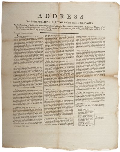 1804年4月6日、ニューヨーク州の共和党選挙民への演説 作： American School