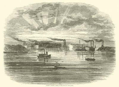1862年12月、ヤズーの河口にいるポーター提督艦隊 作： American School