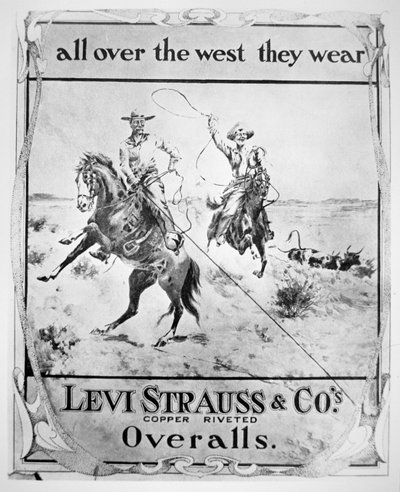 1900年頃のLevi Strauss & Co.の広告（リトグラフ版 作： American School