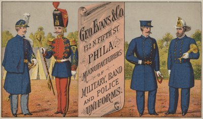 George Evans＆Co、軍、バンド、警察の制服メーカー、132 N Fifth Street、フィラデルフィアの広告 作： American School
