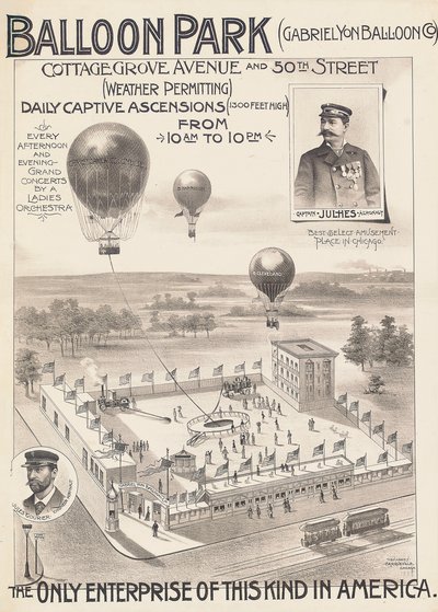 アメリカ、シカゴのバルーンパークの広告ポスター、1888年頃 作： American School