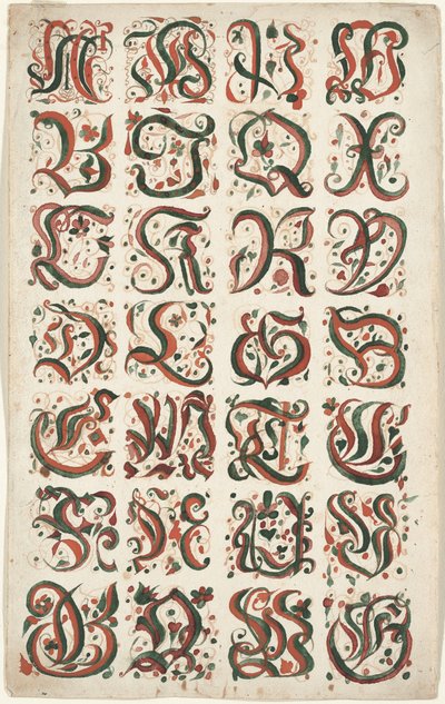 アルファベット、骨折絵画、c.1825-50 作： American School