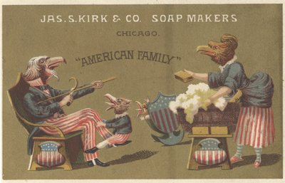 アメリカンファミリー、ジェームズカーク＆Co. Soap Makersの広告、1880年頃 作： American School