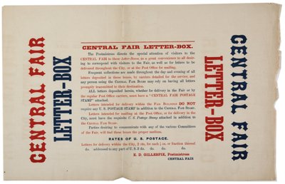 セントラルフェアレターボックスのお知らせ、c.1864 作： American School
