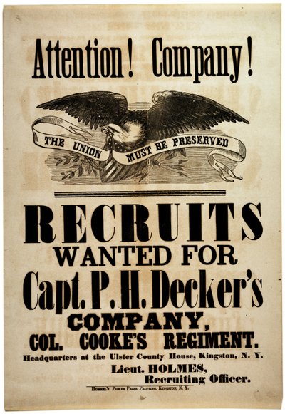 注意！ Company !、ニューヨーク156th歩兵、1862年のブロードサイドを募集 作： American School