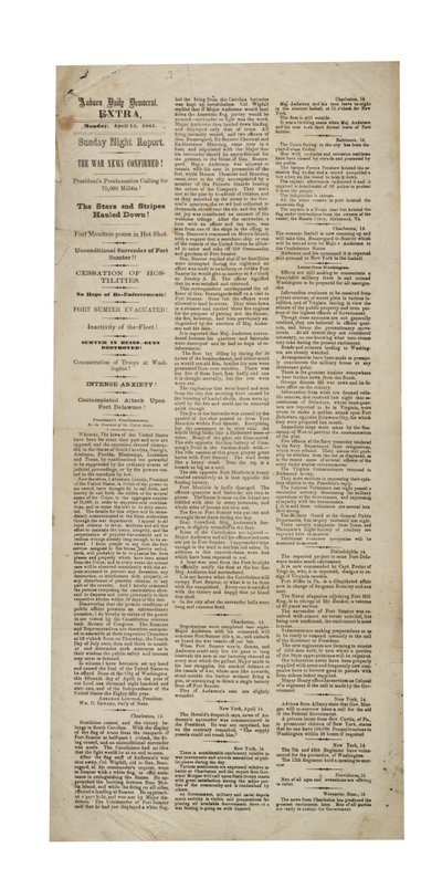 オーバーンデイリーデモクラートエクストラre：サムター要塞、1861年4月15日 作： American School