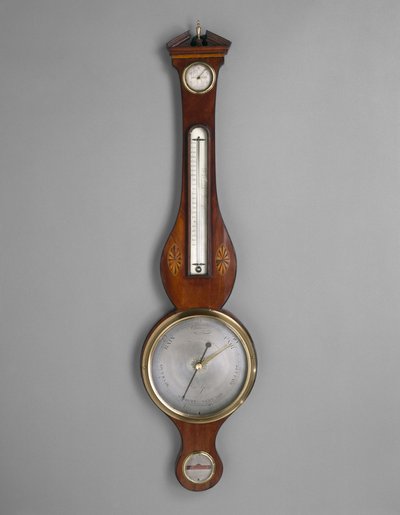 バロメーター、c。 1801-1804（マホガニー単板と正体不明の象眼細工;トウヒとハナミズキ） 作： American School