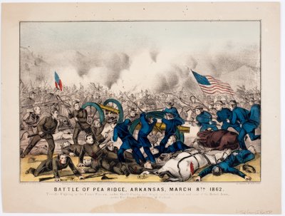 ピーリッジの戦い、アーカンソー州、1862年3月8日、パブ。 Currier＆Ives、1862 作： American School