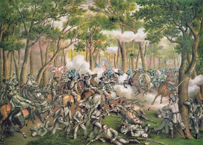 ウィルダネスの戦い、1864年5月、Kurz & Allisonによる刻印 作： American School