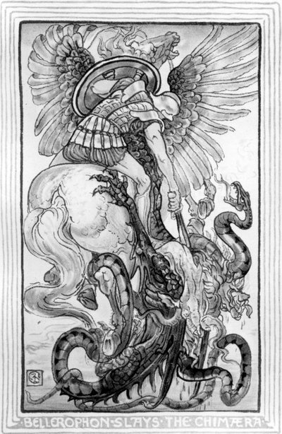 Bellepheron Slays the Chimeara、 『The Wonder-Book for Girls and Boys』（ナサニエルホーソーン作、1852年） 作： American School