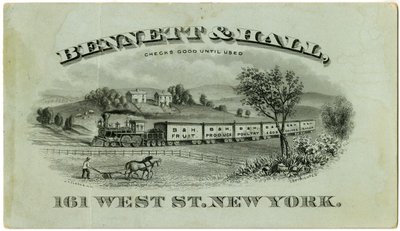 ベネット＆ホールトレードカード[recto]、1882（刻まれたリトグラフ[trade card]） 作： American School