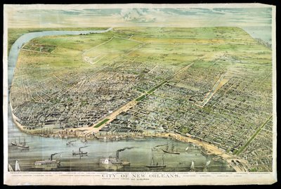 ニューオーリンズと郊外の鳥瞰図、1873 作： American School