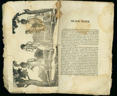 ブラックホーク、ジェーンルイス夫人の捕われの身の物語と摂理脱出、1834年 作： American School