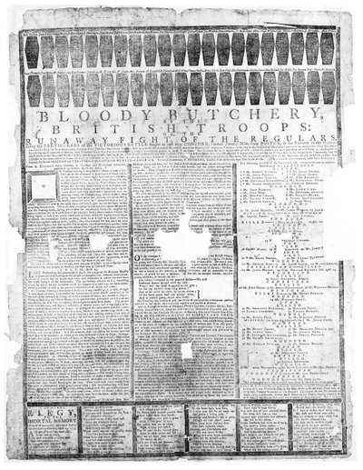 イギリス軍の血まみれの肉屋、セーラム1775（印刷） 作： American School