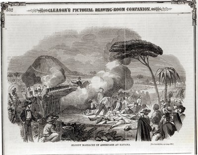 1851年9月のハバナでのアメリカ人の血まみれの虐殺 作： American School