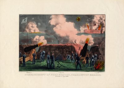 サムター要塞の砲撃、チャールストン港、1861年4月12日および13日、パブ。 Currier＆Ives、1861年頃 作： American School