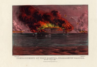 サムター要塞の砲撃、チャールストン港、1861年4月12日および13日、パブ。 Currier＆Ives、1861年頃 作： American School