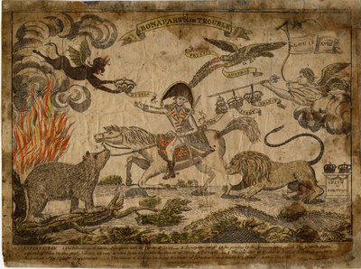 1815年に困ったボナパルト（手塗りの彫刻） 作： American School