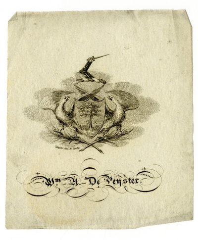 ウィリアムアクステルデペイスター（1793-1856）のブックプレート、1840年頃 作： American School