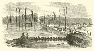 1863年3月、運河近くのミシシッピ川堤防で休憩 作： American School