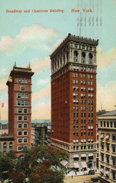ブロードウェイとチェンバーズビルディング、ニューヨーク、c.1900-09 作： American School