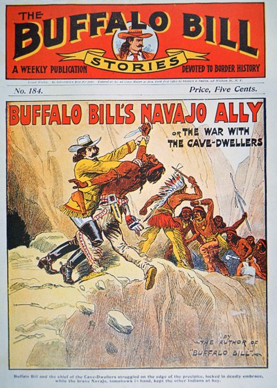バッファロー・ビル（1864-1917）のナバホ族のアリー、「Buffalo Bill Stories」の表紙イラスト、1890年頃（カラーリトグラフ）。 作： American School