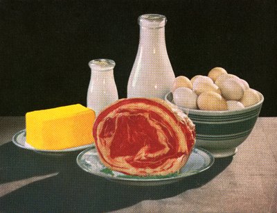 バター、牛乳、卵、牛肉 作： American School