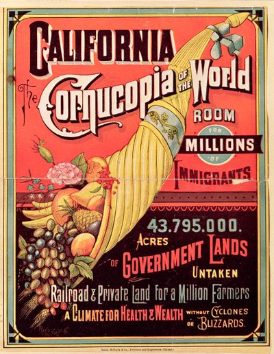 カリフォルニア、世界の宝庫、ランドマクナリー＆Co.、1870年頃発行 作： American School