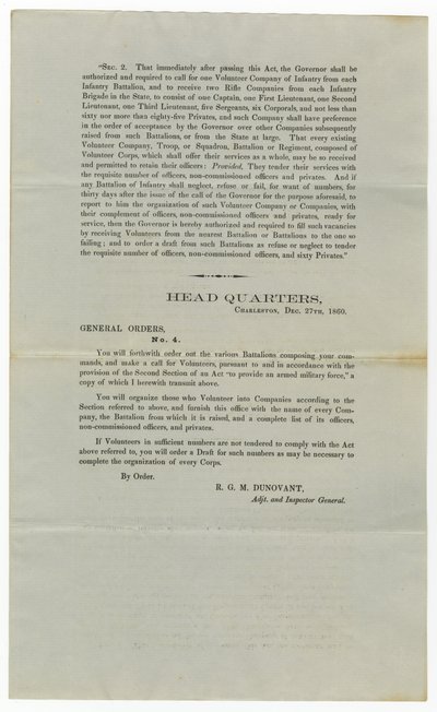 1860年12月27日、一般注文番号4に基づくボランティアの募集 作： American School
