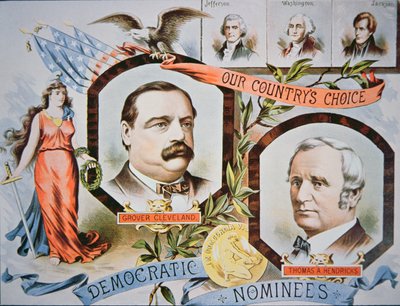 大統領候補グローバー・クリーブランドと伴走者トーマス・A・ヘンドリックス（1819-85）のキャンペーンポスター 作： American School