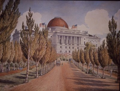 アメリカ・ワシントンDCの議事堂 1845年頃（カラーリトグラフ 作： American School