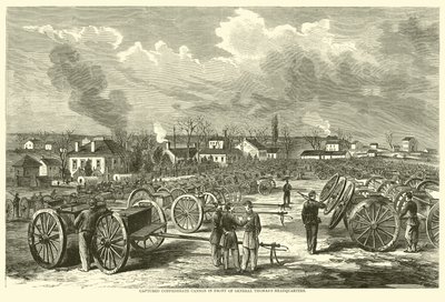 1863年11月、トーマス将軍本部の前で南軍の大砲を占領 作： American School