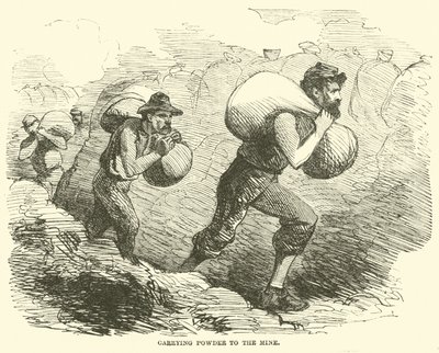 1864年7月、鉱山に粉を運ぶ 作： American School
