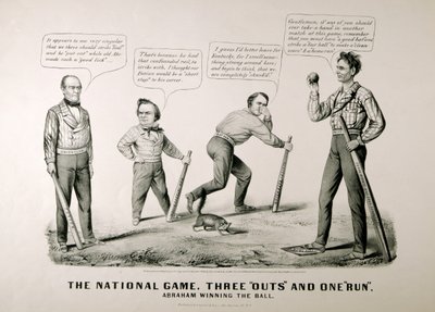 エイブラハムリンカーン（1809-65）を示す漫画 作： American School