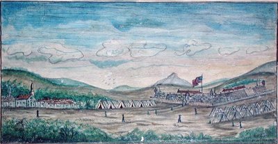 メキシコ、ペローテの街と城（水彩・紙） 作： American School
