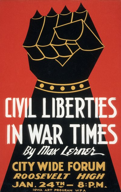 戦時下の自由民権運動ポスター 作： American School