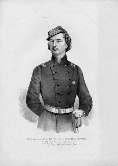 エルマーE.エルズワース大佐：第一Regtニューヨークファイヤーズーブ、パブ。 Currier＆Ives、1862年頃 作： American School