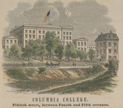 コロンビアカレッジ、フィフティースストリート、フォースアベニューとフィフスアベニューの間、1865年 作： American School