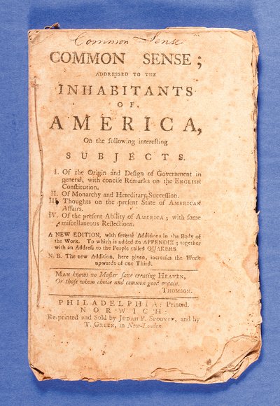 「常識：アメリカの住民に宛てて」、フィラデルフィアで印刷されたトマス・ペイン（1737-1809）による新版 作： American School