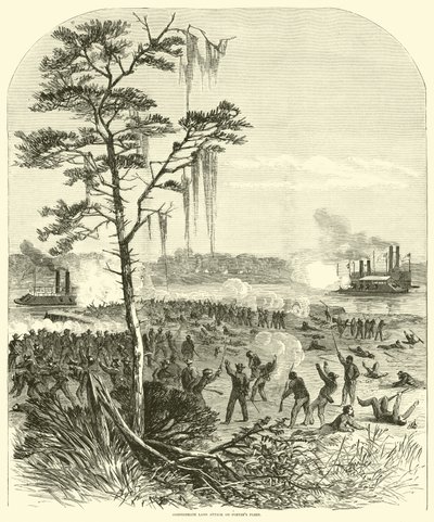 1864年4月、ポーター艦隊に対する南軍の陸上攻撃 作： American School