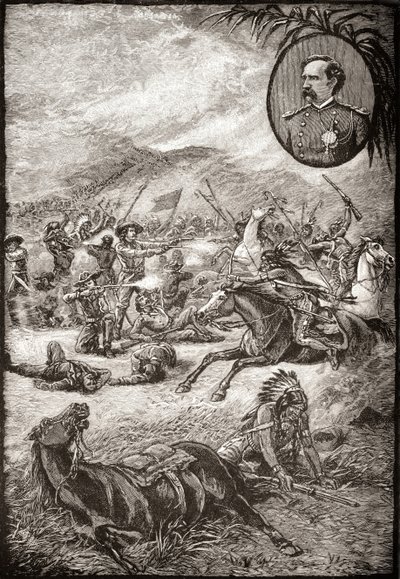 1876年6月25日、リトルビッグホーンの戦いでのジョージアームストロングカスター将軍と第7騎兵の兵士の死 作： American School