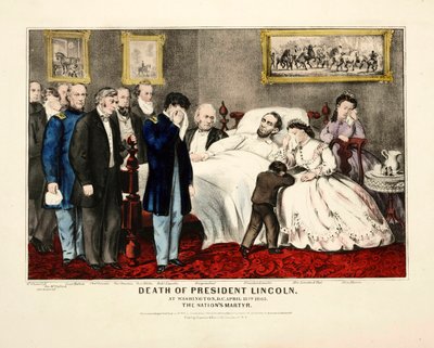 Death of President Lincoln, at Washington, DC, April 15th 1865, pub.1865年カラーリトグラフ 作： American School
