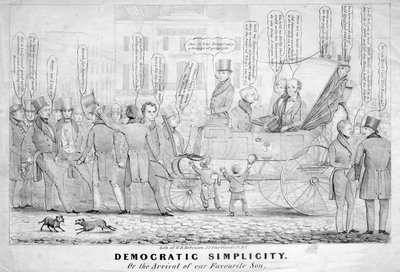 民主的なシンプルさ、または、お気に入りの息子の到着、HRロビンソン、ニューヨーク、1839年頃発行 作： American School