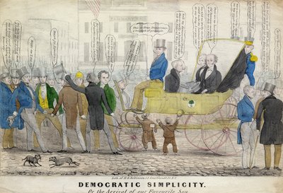 民主的なシンプルさ、または、お気に入りの息子の到着、HRロビンソン、ニューヨーク、1839年頃発行 作： American School