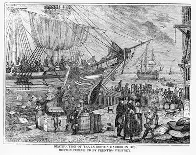1773年のボストン港でのお茶の破壊 作： American School