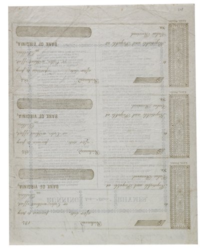 シートチェックの裏面に印刷されたディクシー、1861 作： American School